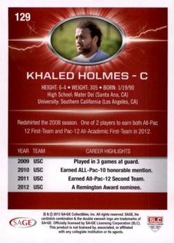 2013 SAGE HIT - Red #129 Khaled Holmes Back