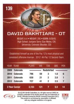 2013 SAGE HIT - Red #139 David Bakhtiari Back