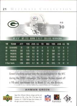 2004 Upper Deck Ultimate Collection #21 Ahman Green Back