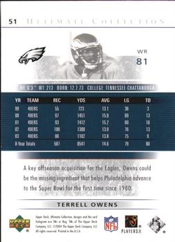 2004 Upper Deck Ultimate Collection #51 Terrell Owens Back