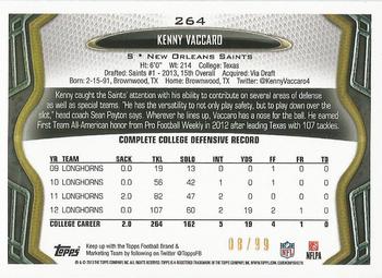 2013 Topps - Legends Gold #264 Kenny Vaccaro Back