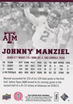 2014 Upper Deck - Johnny Manziel Career Highlights #JM19 Johnny Manziel Back