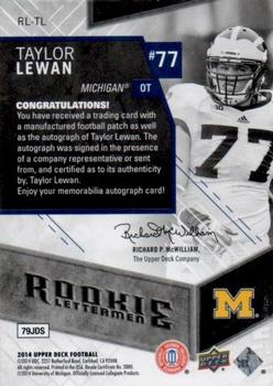 2014 Upper Deck - Rookie Letterman Autographs #RL-TL Taylor Lewan Back