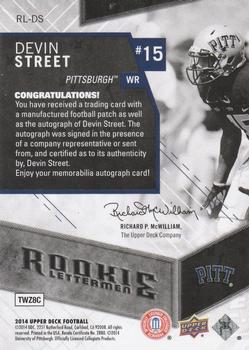 2014 Upper Deck - Rookie Letterman Autographs #RL-DS Devin Street Back