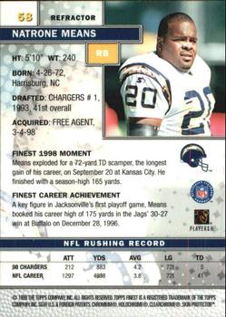 1999 Finest - Refractors #58 Natrone Means Back