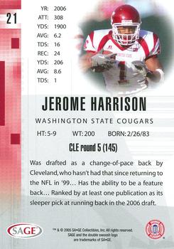 2006 SAGE #21 Jerome Harrison Back