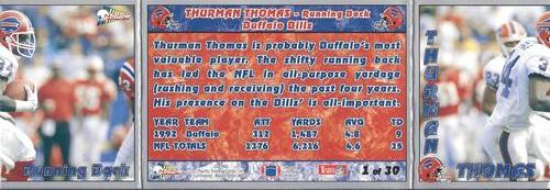 1993 Pacific Triple Folder #1 Thurman Thomas Back
