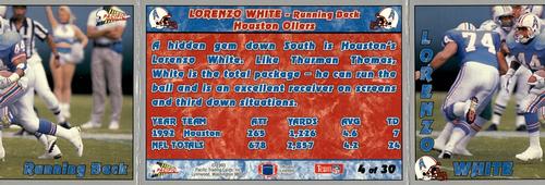 1993 Pacific Triple Folder #4 Lorenzo White Back