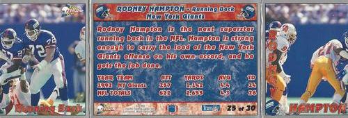 1993 Pacific Triple Folder #25 Rodney Hampton Back