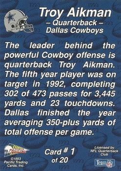 1993 Pacific Triple Folder - Rookies and Stars #1 Troy Aikman Back
