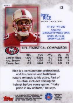 2000 Topps Gold Label - Class 2 #13 Jerry Rice Back