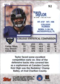 2000 Topps Gold Label - Class 2 #92 Travis Taylor Back
