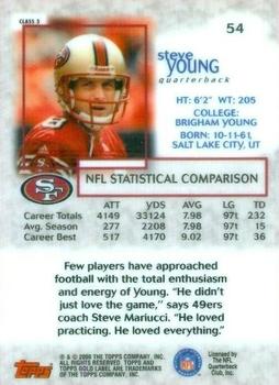 2000 Topps Gold Label - Class 3 #54 Steve Young Back