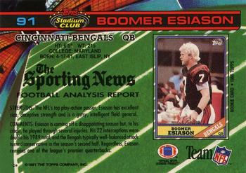 1991 Stadium Club - Super Bowl XXVI #91 Boomer Esiason Back