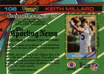 1991 Stadium Club - Super Bowl XXVI #108 Keith Millard Back