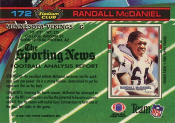 1991 Stadium Club - Super Bowl XXVI #172 Randall McDaniel Back