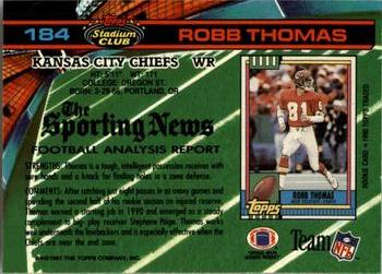 1991 Stadium Club - Super Bowl XXVI #184 Robb Thomas Back