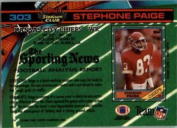 1991 Stadium Club - Super Bowl XXVI #303 Stephone Paige Back