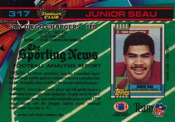 1991 Stadium Club - Super Bowl XXVI #317 Junior Seau Back