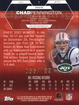 2003 Finest - Refractors #1 Chad Pennington Back