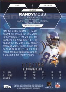 2003 Finest - Refractors #5 Randy Moss Back