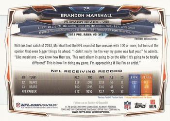 2014 Topps Chrome #25 Brandon Marshall Back