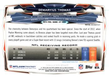 2014 Topps Chrome #5 Demaryius Thomas Back