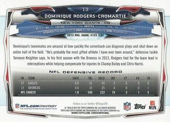 2014 Topps Chrome #13 Dominique Rodgers-Cromartie Back