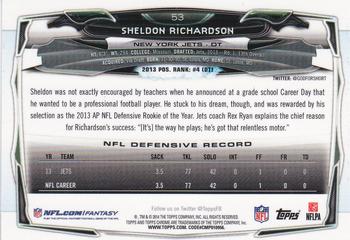 2014 Topps Chrome #53 Sheldon Richardson Back