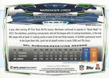 2014 Topps Chrome #61 Marshawn Lynch Back