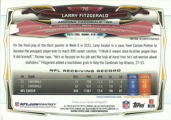 2014 Topps Chrome #76 Larry Fitzgerald Back