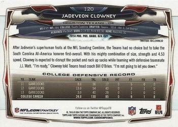 2014 Topps Chrome #120 Jadeveon Clowney Back