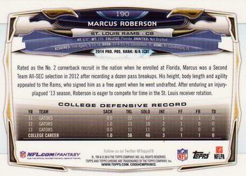 2014 Topps Chrome #190 Marcus Roberson Back
