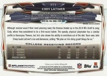 2014 Topps Chrome #211 Cody Latimer Back