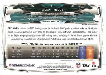 2014 Topps Chrome #64 LeSean McCoy Back