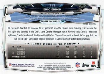 2014 Topps Chrome #213 Eric Ebron Back