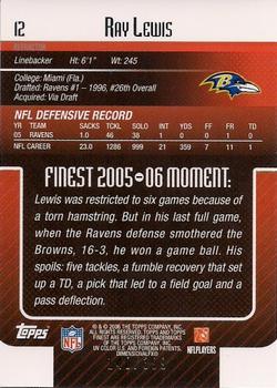 2006 Finest - Refractors #12 Ray Lewis Back