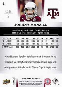 2014 Upper Deck Star Rookies #1 Johnny Manziel Back