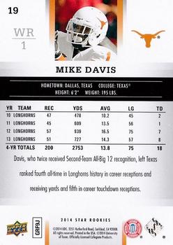 2014 Upper Deck Star Rookies #19 Mike Davis Back