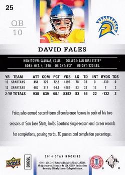 2014 Upper Deck Star Rookies #25 David Fales Back