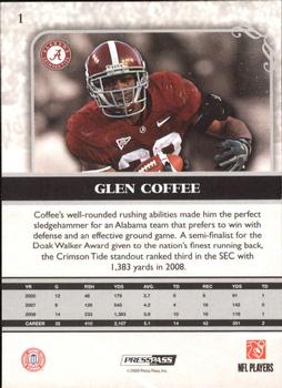2009 Press Pass Legends #1 Glen Coffee Back