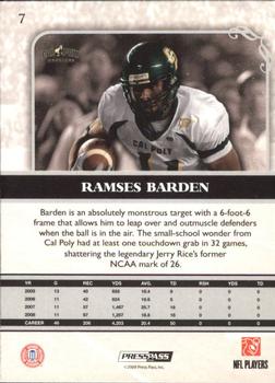 2009 Press Pass Legends #7 Ramses Barden Back