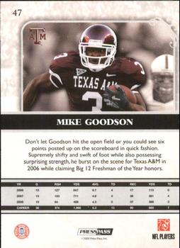 2009 Press Pass Legends #47 Mike Goodson Back