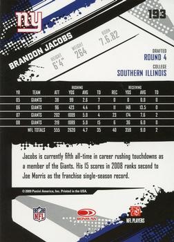 2009 Score #193 Brandon Jacobs Back