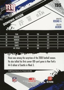 2009 Score #195 Domenik Hixon Back