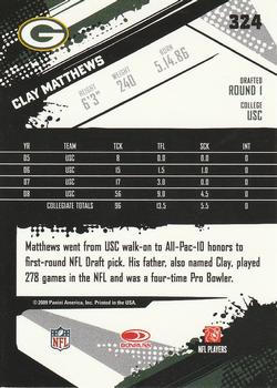 2009 Score #324 Clay Matthews Back