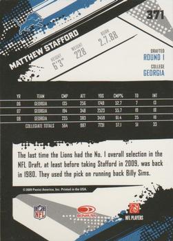 2009 Score #371 Matthew Stafford Back