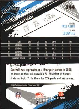 2009 Score Inscriptions #344 Hunter Cantwell Back