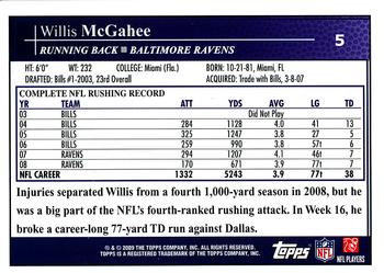 2009 Topps #5 Willis McGahee Back