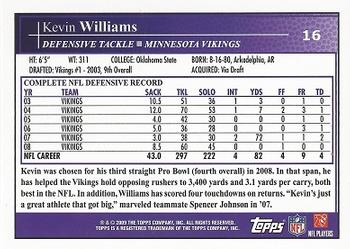 2009 Topps #16 Kevin Williams Back